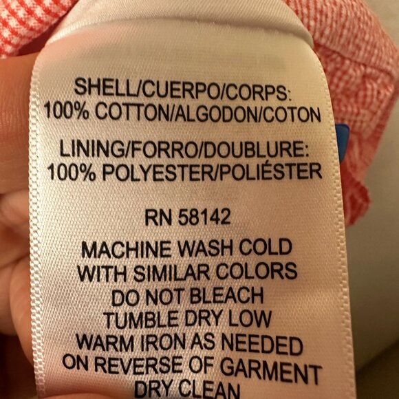 Clover and Sloane dress sz S red gingham seersucker sleeveless ruffle lined - Picture 4 of 5